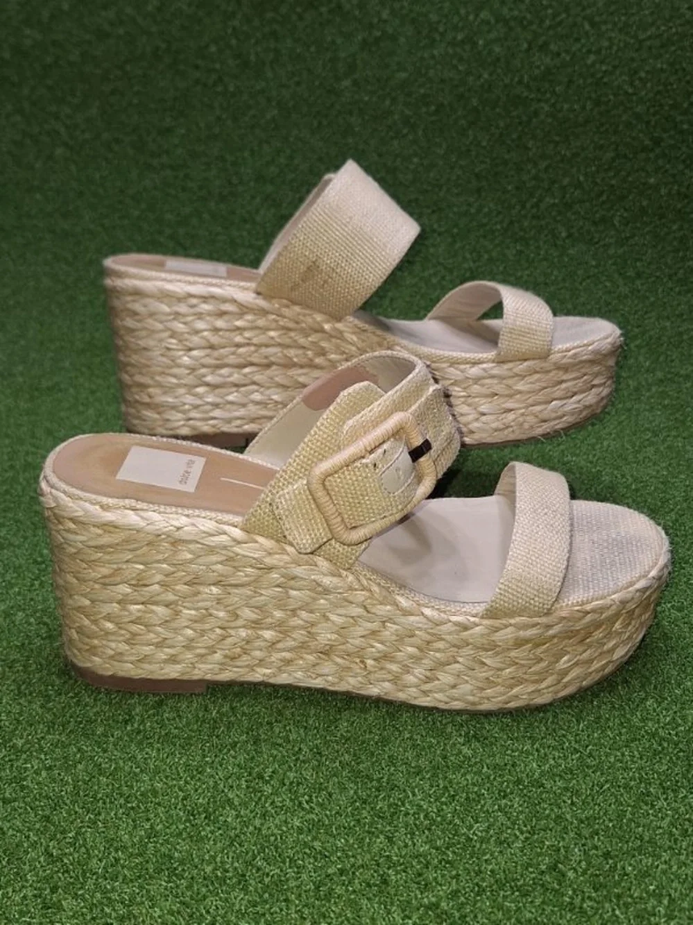 Dolce Vita Cream Espadrille Wedge Slide Sandals